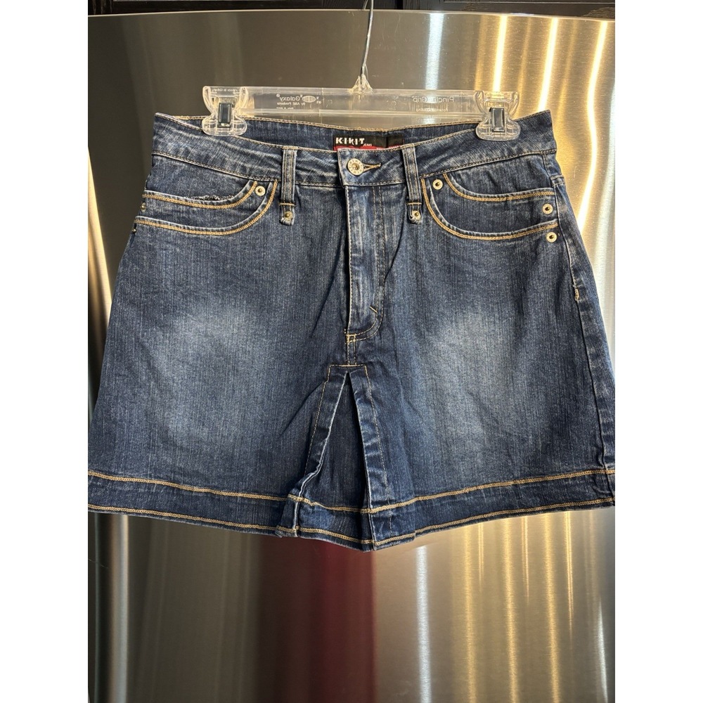 Kikit Women Denim Skort size‎ SZ 10 Above Knee Casual Made In USA Jean Blue